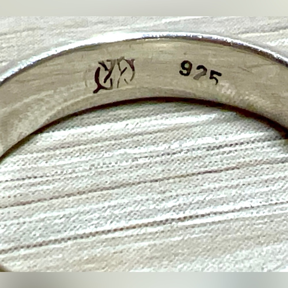 Vintage Designer Signed Sterling Silver/14K Gold Modernist Band Ring, Size 6 - Picture 5 of 8